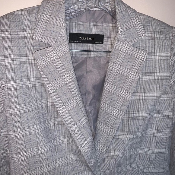 Zara Checkered Blazer Grey 6 - Picture 9 of 11